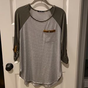 Pink Clover Madelene Roll Tab Knit Top